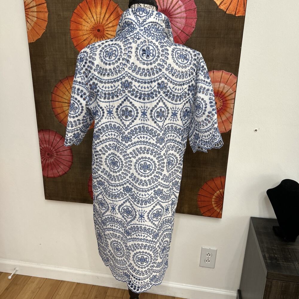 MISA Los Angeles Lucia Blue Midi Dress Cottage Feminine Resort Vacation NWT Sz M - Picture 3 of 6